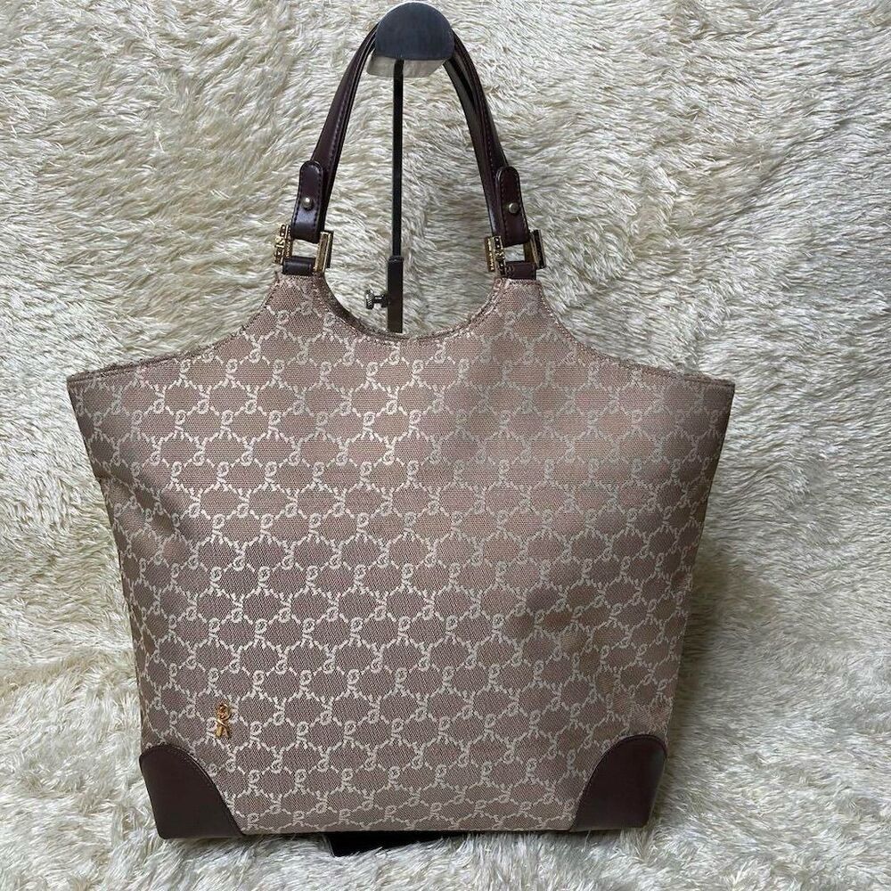 Roberta di Camerino Brown Italian Leather Trim Monogram Tote Bag - Picture 2 of 9